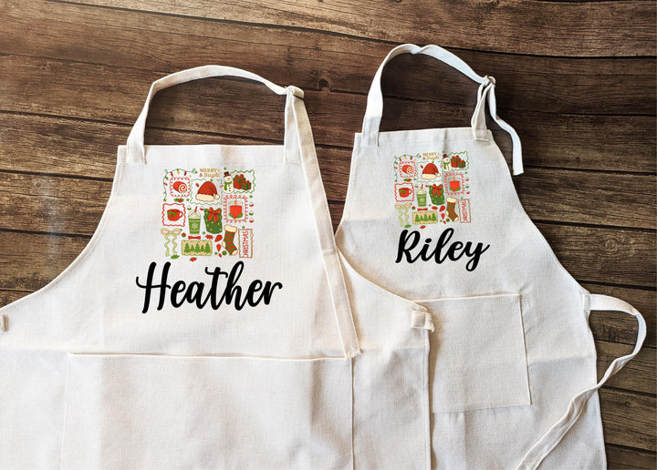 Christmas Baking Crew Apron | Personalized Holiday Apron with Name | Cookie Baking Gift | Holiday Kitchen Gift for Bakers &amp; Families