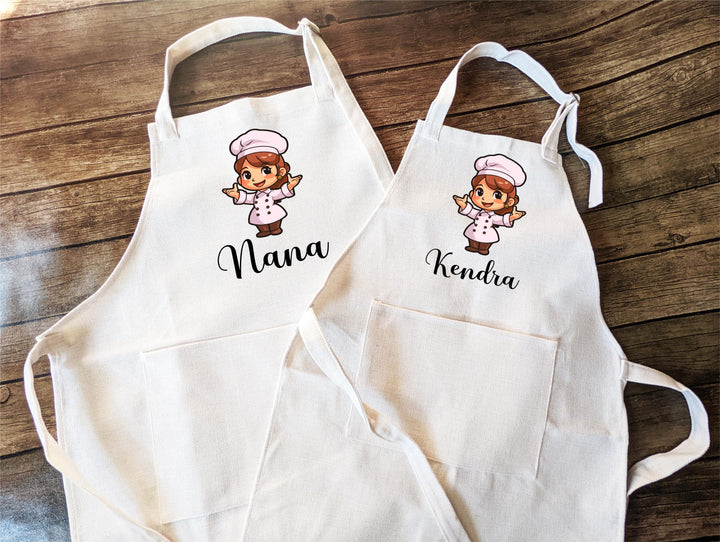 Personalized Kids Apron with Name | Custom Cartoon Chef Apron | Fun Cooking &amp; Baking Gift for Children, Birthday, or Christmas Gift