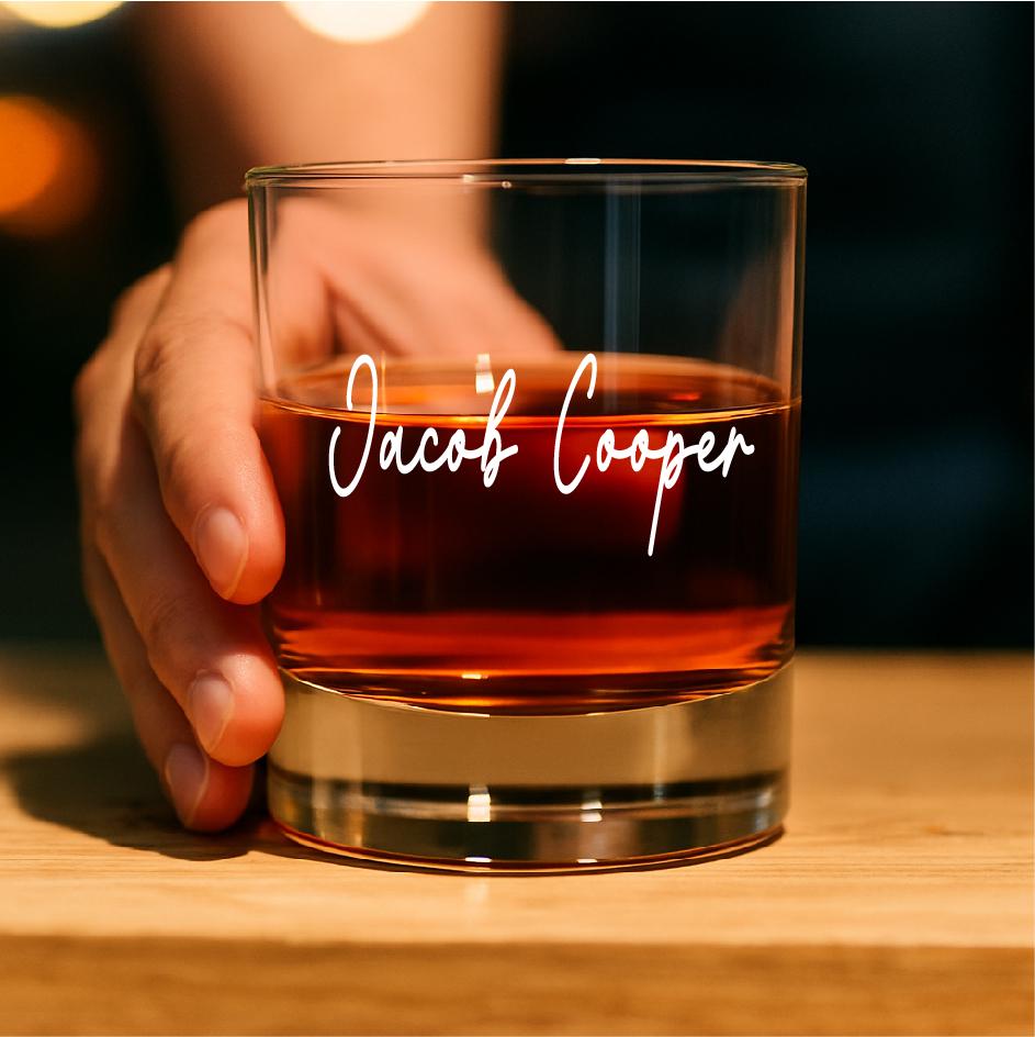Personalized Engraved Whiskey Glass – Custom Groomsmen Gift, Best Man Bourbon Glass, Wedding Party Favor