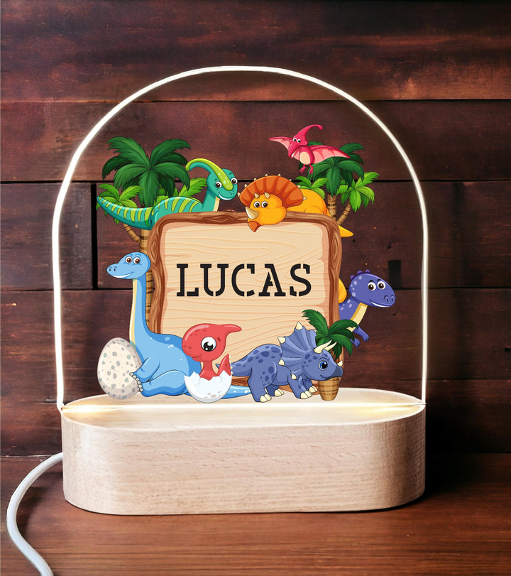 Personalized Dinosaur Night Light – Custom Baby Name LED Lamp for Nursery, Kids Room, Toddler Bedroom or Baby Shower Gift