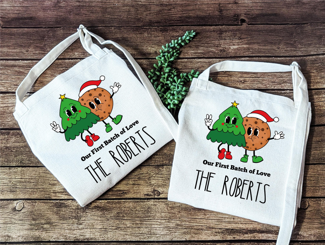 Personalized Christmas Couple Apron Set | Matching Holiday Baking Aprons | Cute Newlywed Kitchen Gift | Custom His and Hers Aprons