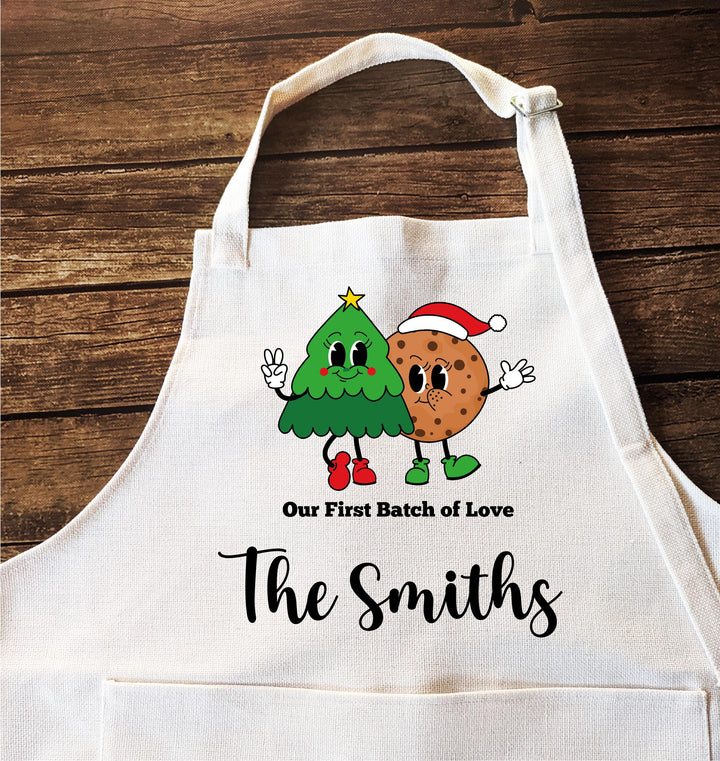 Personalized Christmas Couple Apron Set | Matching Holiday Baking Aprons | Cute Newlywed Kitchen Gift | Custom His and Hers Aprons