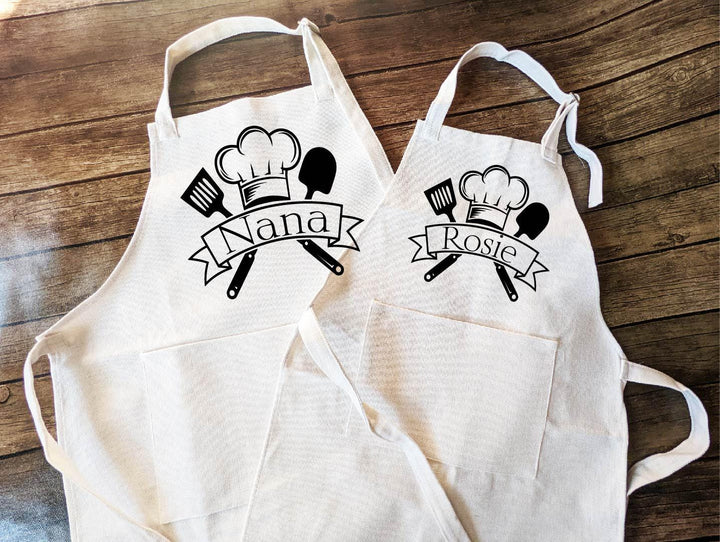 Personalized Chef Apron with Name – Custom Cooking Apron Gift for Women, Grandma, Mom, Nana, or Baker gift