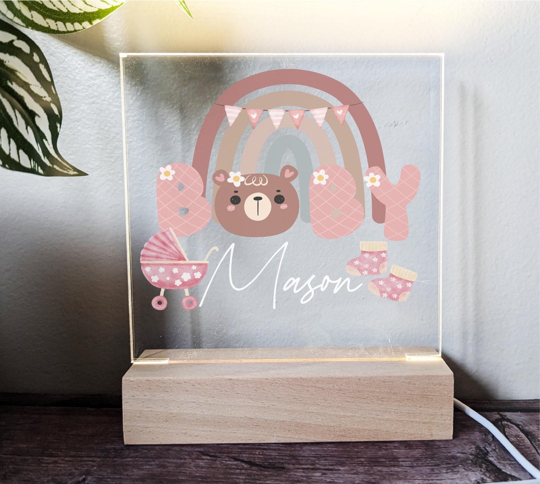 Custom Nursery Night Light • Personalized Baby Name LED Lamp • Kids Room Bedroom Décor Gift