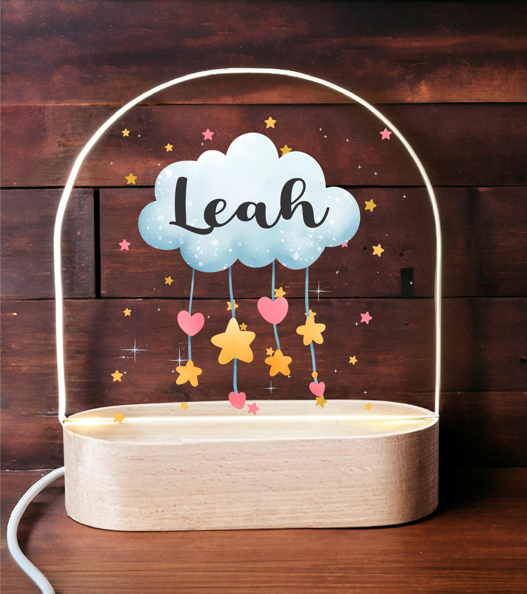 Custom Baby Name Cloud Lamp • New Baby Gift or Baptism Nursery Keepsake Personalized Baby Name LED Night Light