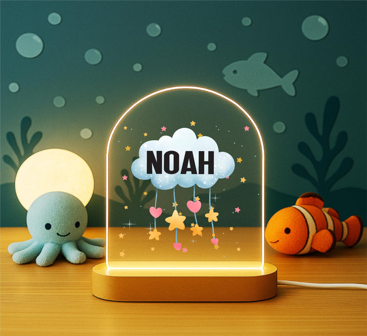 Custom Baby Name Cloud Lamp • New Baby Gift or Baptism Nursery Keepsake Personalized Baby Name LED Night Light