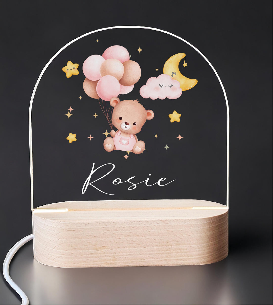 Personalized Teddy Bear LED Night Light • Custom Kids Birthday Gift • Holiday Bedroom Lamp for Nursery &amp; Baby Room D&#233;cor