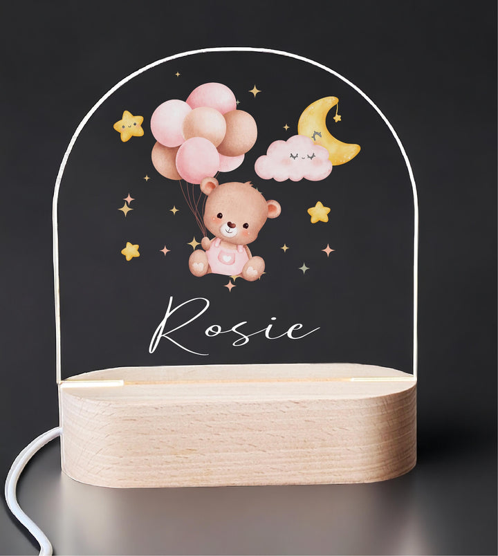 Personalized Teddy Bear LED Night Light • Custom Kids Birthday Gift • Holiday Bedroom Lamp for Nursery &amp; Baby Room D&#233;cor