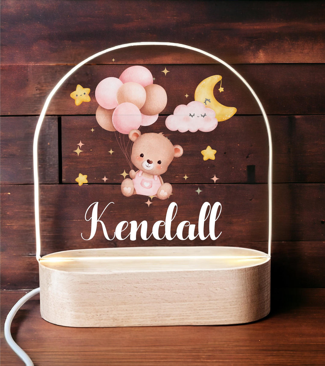 Personalized Teddy Bear LED Night Light • Custom Kids Birthday Gift • Holiday Bedroom Lamp for Nursery &amp; Baby Room D&#233;cor