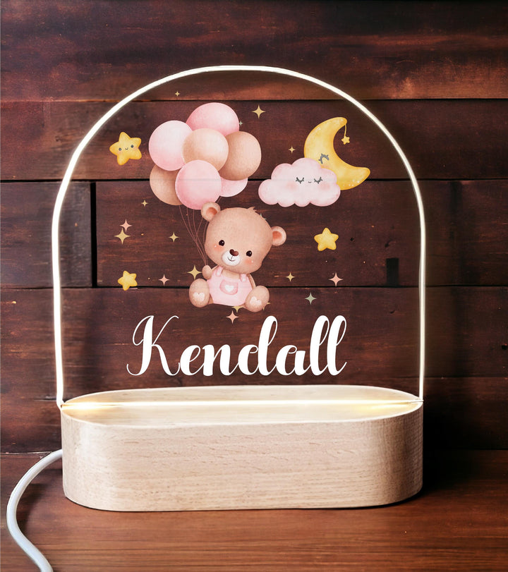 Personalized Teddy Bear LED Night Light • Custom Kids Birthday Gift • Holiday Bedroom Lamp for Nursery &amp; Baby Room D&#233;cor