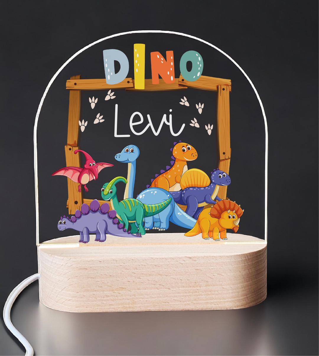 Personalized Dinosaur LED Night Light • Custom Kids Birthday Gift • Holiday Nursery Lamp for Boys Bedroom D&#233;cor