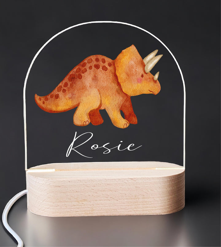 Custom Boys Bedroom Lamp • Unique Birthday Gift or Holiday Present for Kids Personalized Dinosaur LED Night Light