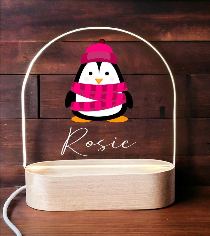 Personalized Penguin LED Night Light • Custom Kids Holiday Gift • Birthday Nursery Lamp for Girls or Boys Bedroom D&#233;cor