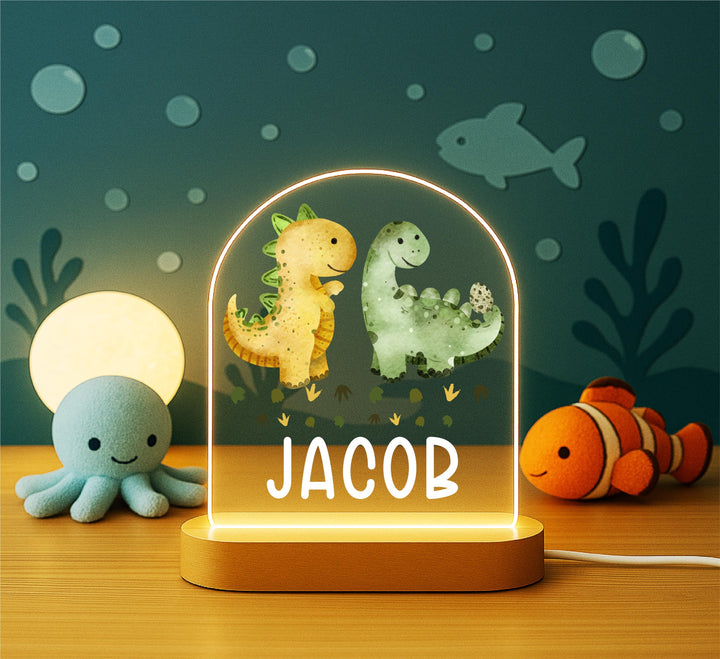 Custom Kids Birthday Gift • Holiday Nursery Lamp for Boys Bedroom D&#233;cor Personalized Dinosaur LED Night Light