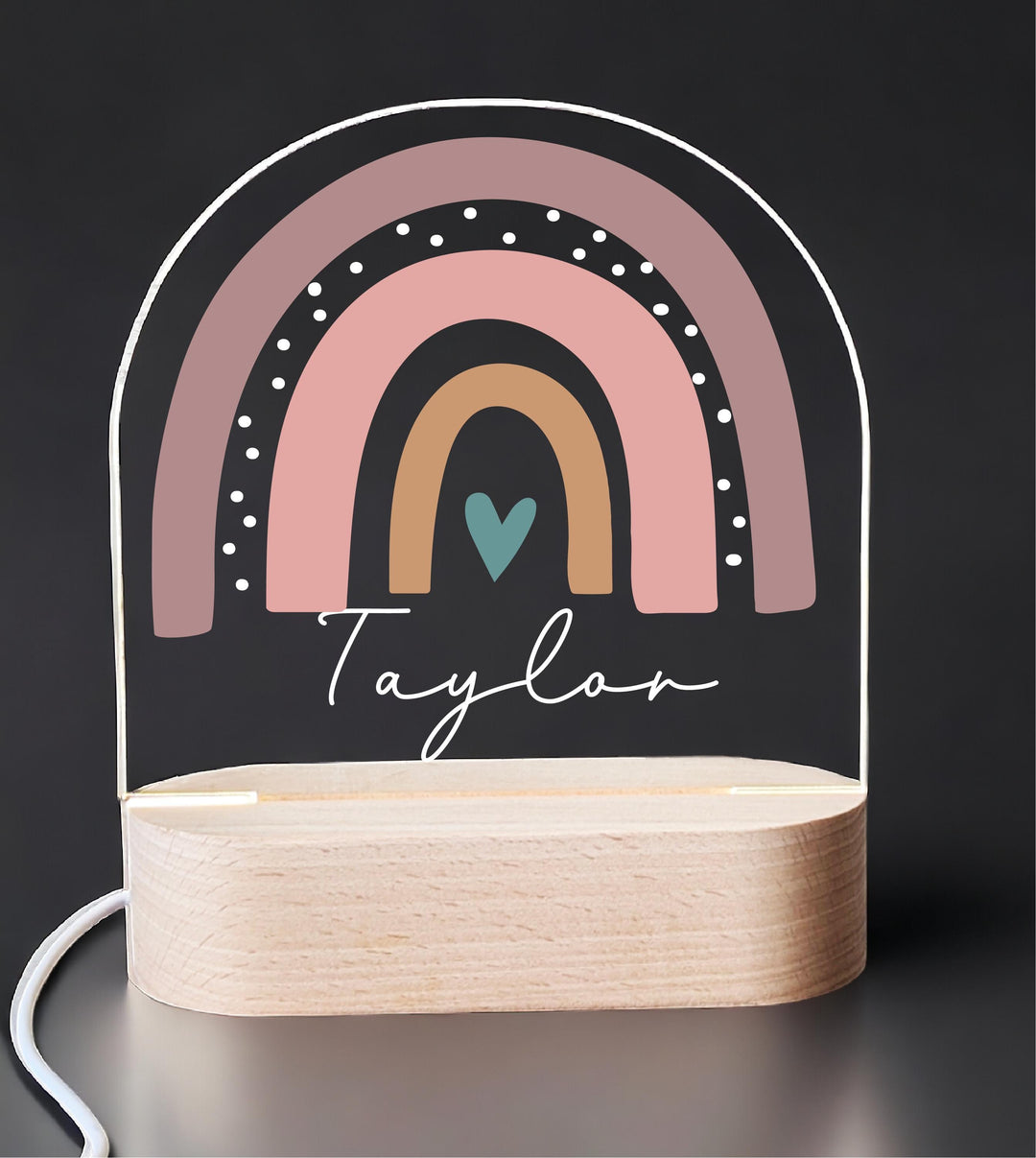 Personalized Rainbow LED Night Light • Custom Kids Birthday Gift • Holiday Nursery Lamp for Girls Bedroom D&#233;cor