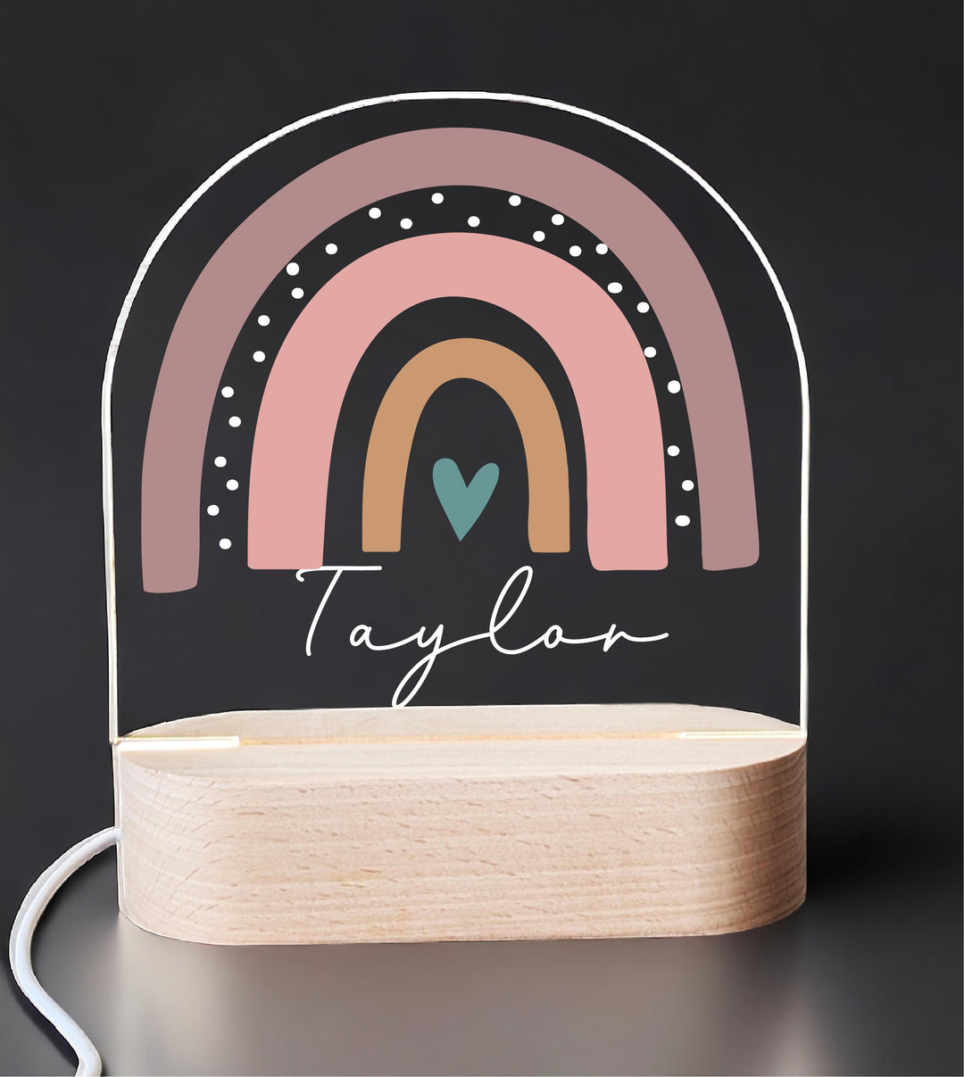 Personalized Rainbow Night Light, Custom Name, Kids Room Decor