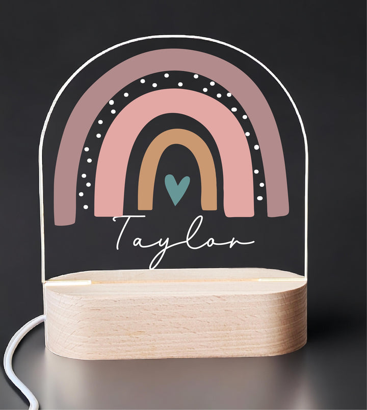 Personalized Rainbow Night Light, Custom Name, Kids Room Decor