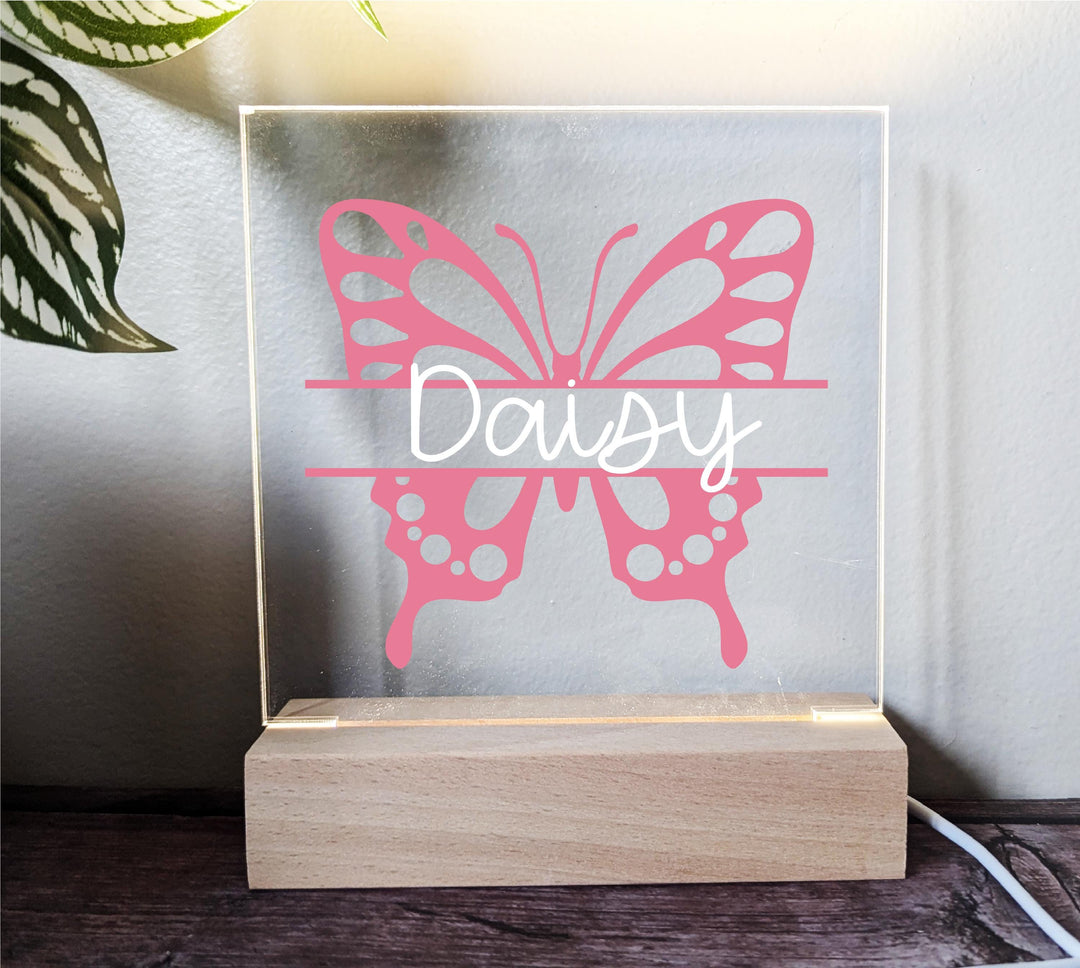 Personalized Butterfly LED Night Light • Custom Kids Birthday Gift • Holiday Nursery Lamp for Girls Bedroom D&#233;cor