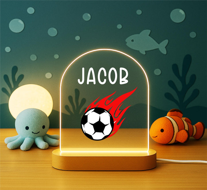 Personalized Soccer LED Night Light • Custom Boys Birthday Gift • Holiday Kids Room Lamp • Sports Themed Bedroom D&#233;cor