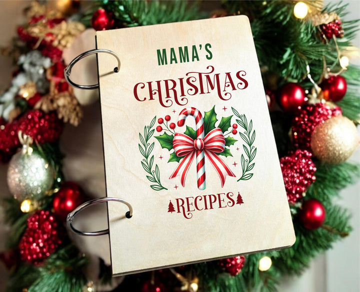 Personalized Grandma’s Christmas Recipe Book | Custom Holiday Cookbook Binder | Family Baking Gift &amp; Keepsake