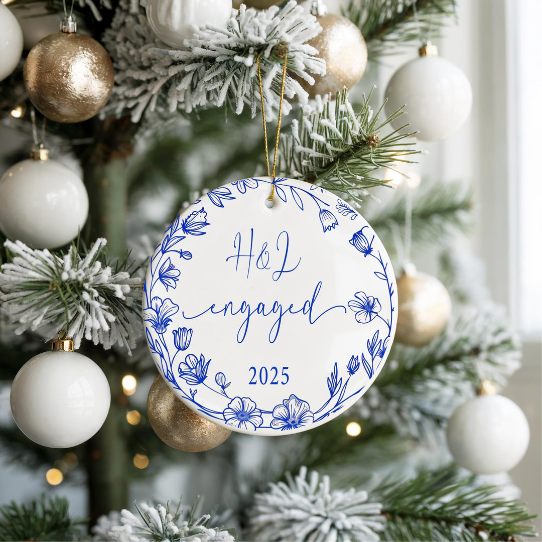 Engaged Ornament 2025 | Personalized Engagement Christmas Ornament | Custom Couple Gift | Wedding Keepsake for Newly Engaged