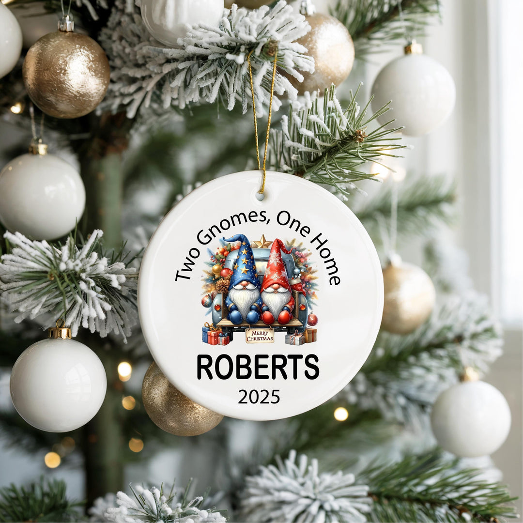 Married Two Gnomes One Home Ornament 2025 | Personalized Couple Ornament | Custom Family Christmas Gift | New Home Holiday Keepsake