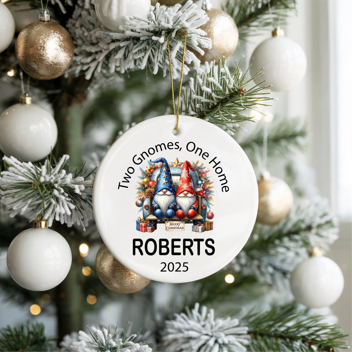 Married Two Gnomes One Home Ornament 2025 | Personalized Couple Ornament | Custom Family Christmas Gift | New Home Holiday Keepsake