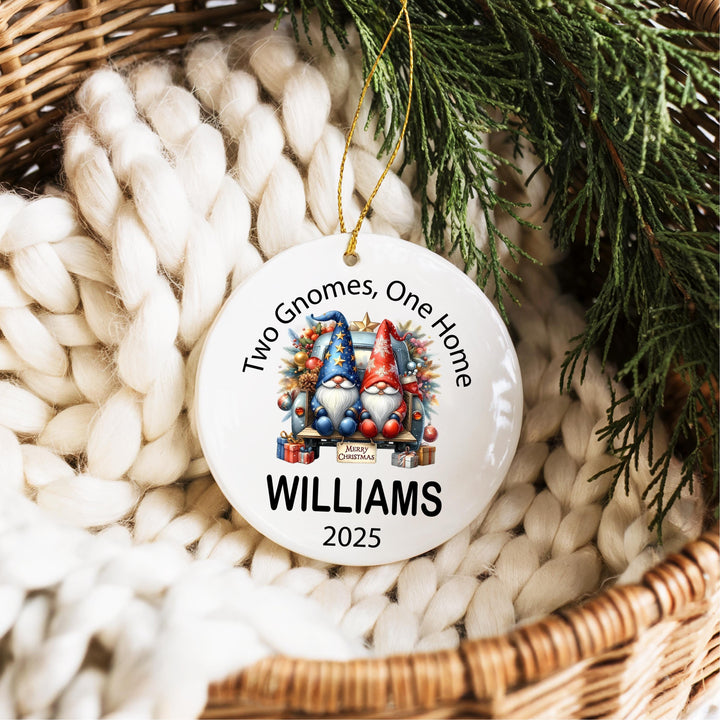 Married Two Gnomes One Home Ornament 2025 | Personalized Couple Ornament | Custom Family Christmas Gift | New Home Holiday Keepsake