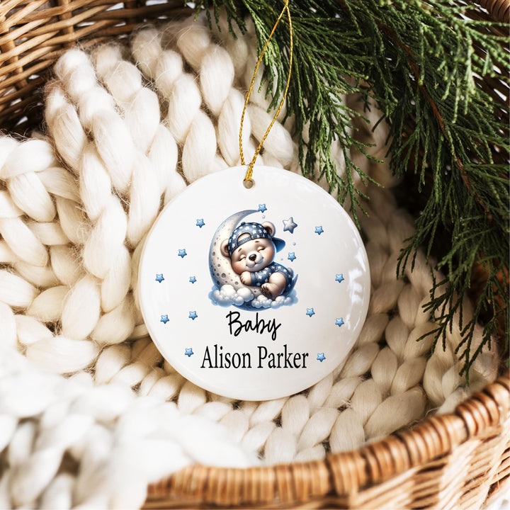 Baby Bear Ornament | Personalized Heart Keepsake | Custom Name Ornament | Baby Boy Gift | Newborn Christmas Decoration