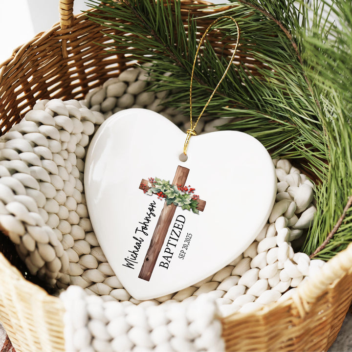 Baptism Ornament | Personalized Cross Keepsake | Custom Name Baptized Gift | Christening Ornament | Faith Gift for Baby