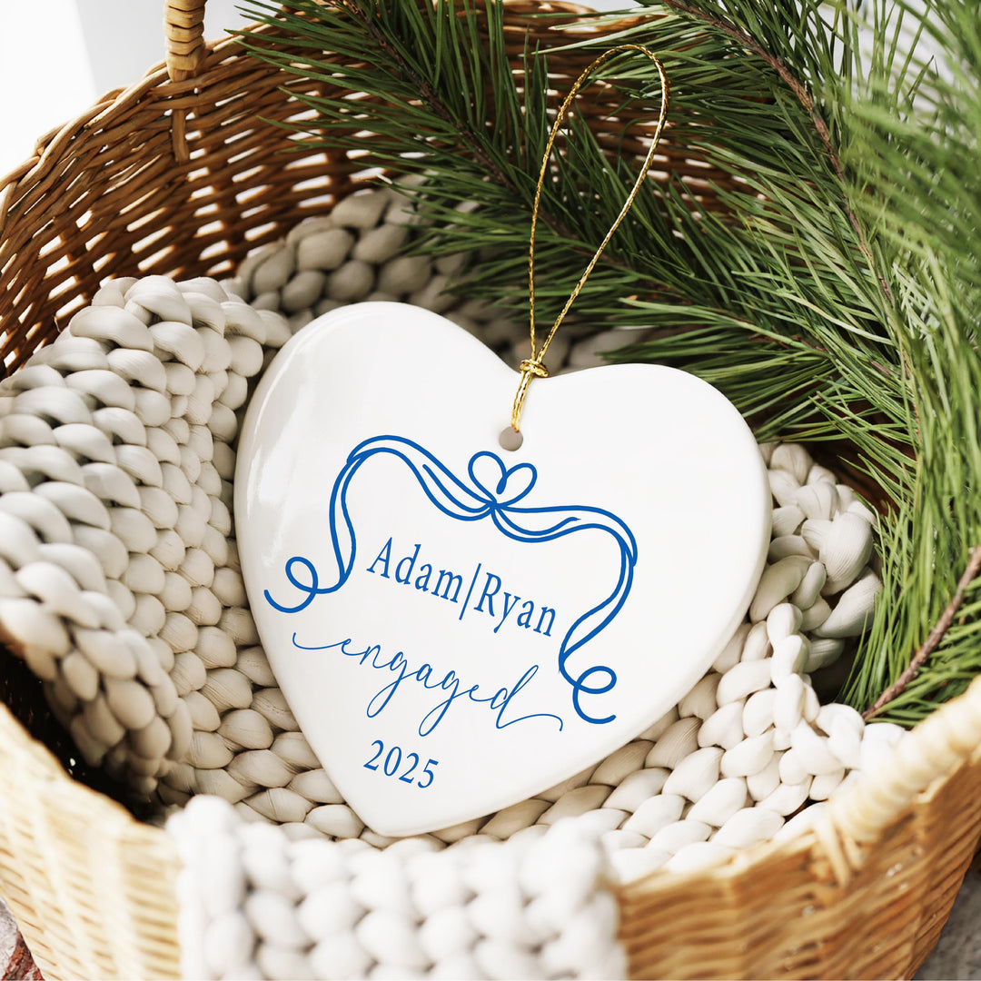 Personalized Engagement Ornament 2025 – Custom Names Keepsake