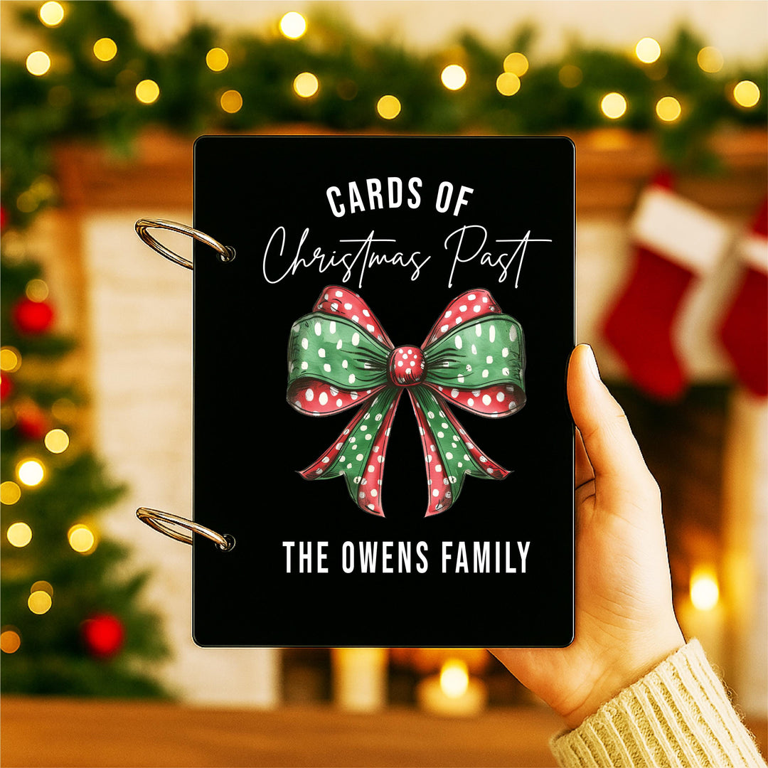 Christmas Card Holder Binder – Personalized Family Holiday Keepsake Album – Wooden Greeting Card Storage Organizer