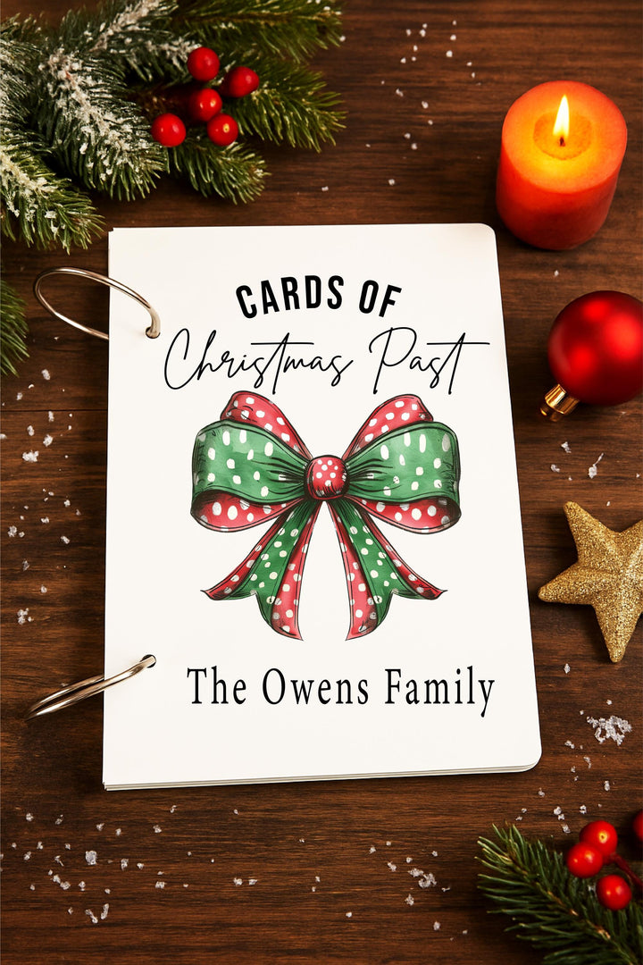 Christmas Card Holder Binder – Personalized Family Holiday Keepsake Album – Wooden Greeting Card Storage Organizer