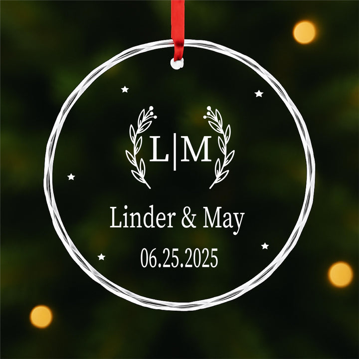 Anniversary or First Christmas Gift Personalized Laser Engraved Couple Ornament | Custom Acrylic Wedding Keepsake