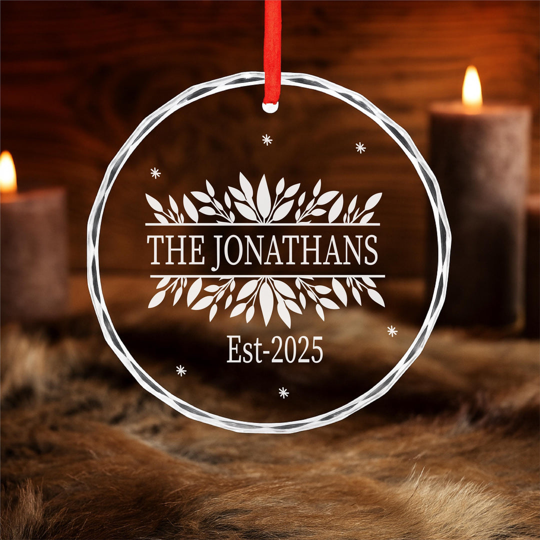 Gift for Son and Daughter-in-Law | Personalized Glass Ornament | Custom Laser Engraved “Established” Family Keepsake 2025