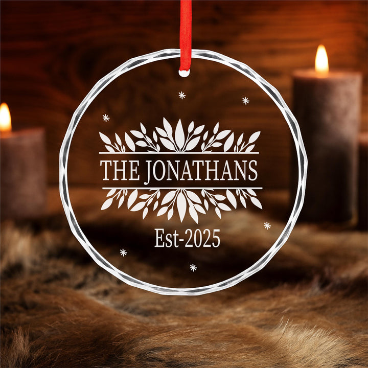 Gift for Son and Daughter-in-Law | Personalized Glass Ornament | Custom Laser Engraved “Established” Family Keepsake 2025
