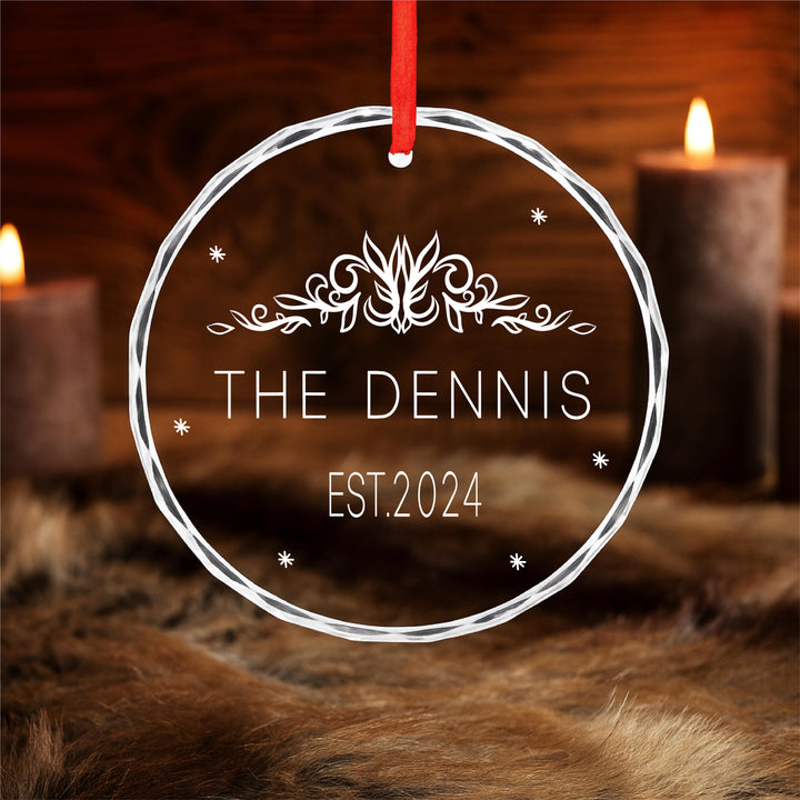 Wedding Gift for Couple | Custom Glass Family Ornament | Laser Engraved “Established” Keepsake | Anniversary Gift 2025