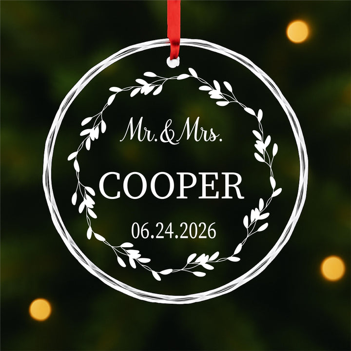 Personalized Wedding Date Ornament – Newlywed Couple Keepsake