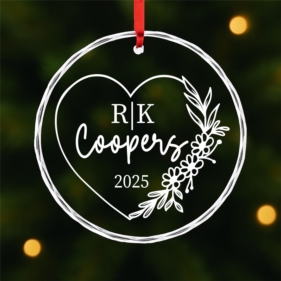 Personalized Heart Acrylic Ornament 2025 | Custom Couple Name Christmas Keepsake | Wedding or Engagement Gift