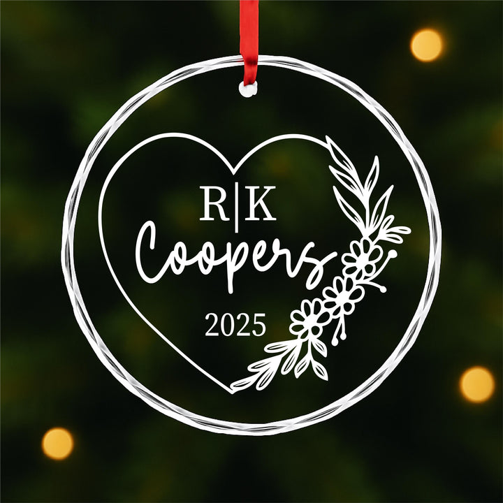 Personalized Heart Acrylic Ornament 2025 | Custom Couple Name Christmas Keepsake | Wedding or Engagement Gift