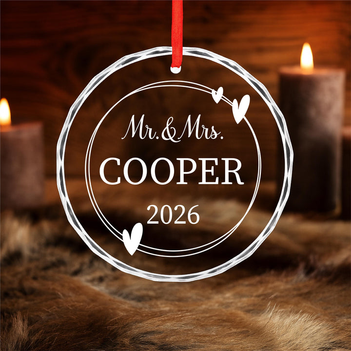 Anniversary gift Ornament 2026 | Custom Family Name Keepsake | Romantic Christmas Gift for Couple