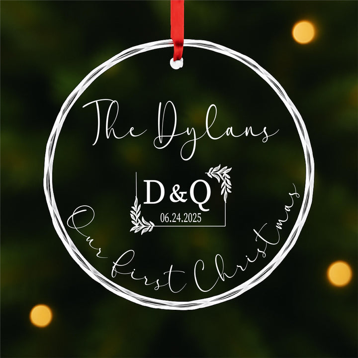 Personalized Wedding Ornament 2025 – Custom Glass Ornament for Couple, Engagement Gift, Newlywed Keepsake Christmas D&#233;cor