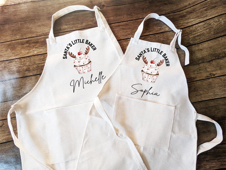 Personalized Kids Christmas Apron – Santa's Little Baker