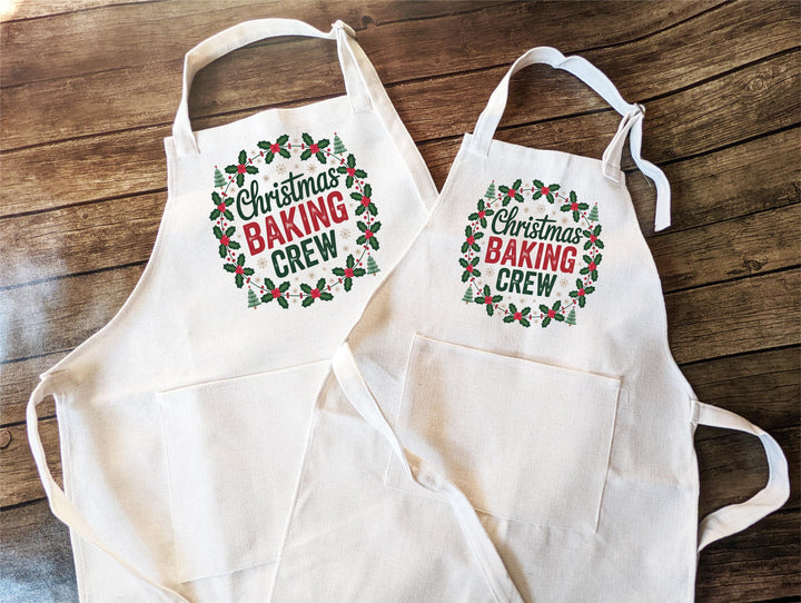 Christmas Baking Crew Apron – Festive Holiday Apron for Family Baking, Cookie Decorating, or Christmas Kitchen Gift for Bakers