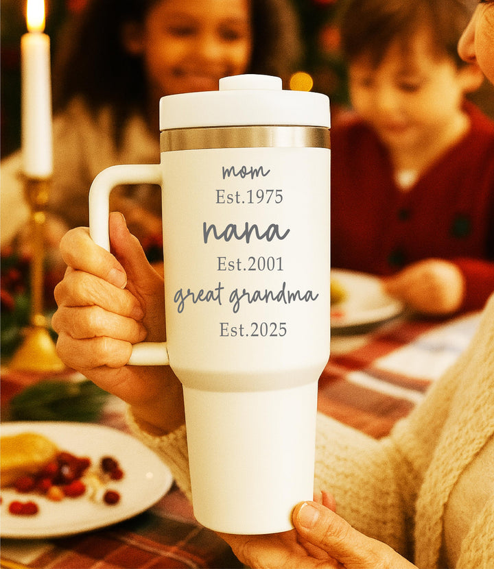Personalized Grandma Nana Tumbler Custom Mom Est. Year Gift Great Grandma Birthday or Christmas Gift from Grandkids