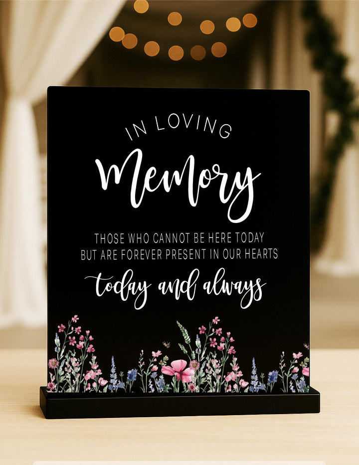 In Loving Memory Wedding Sign – Floral Remembrance Table Decor to Honor Loved Ones, Rustic Memorial Sign for Ceremony or Reception