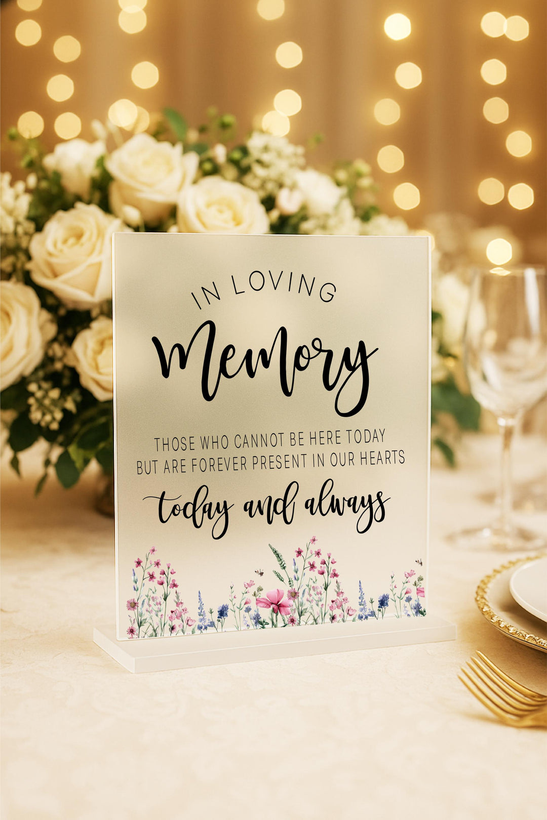 In Loving Memory Wedding Sign – Floral Remembrance Table Decor to Honor Loved Ones, Rustic Memorial Sign for Ceremony or Reception