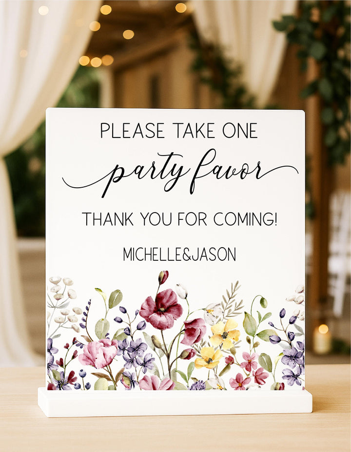 Party Favor Sign – Please Take One Wedding Favor Table Sign, Floral Thank You for Coming Sign, Personalized Reception or Shower D&#233;cor
