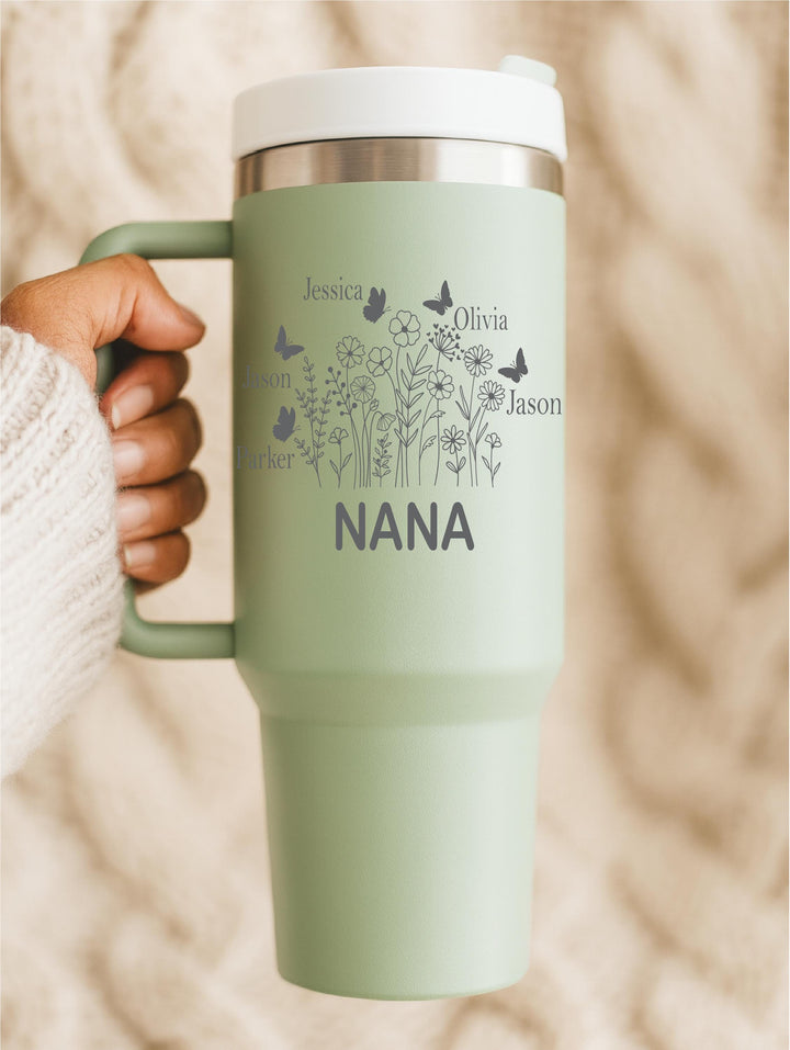 Personalized grandma cup – Custom Grandma Gift from Grandkids – Floral Coffee Cup – Mother’s Day, Christmas, Birthday Gift for Nana