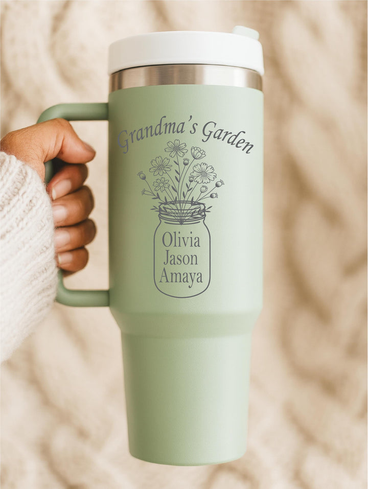 Personalized Mama’s Garden Tumbler with kids name&nbsp;– Gift for Mom, Grandma, or Nana – Mother’s Day, Birthday, Christmas Gift